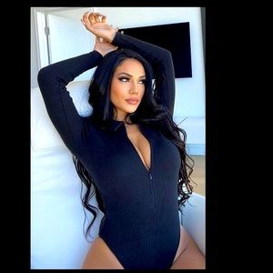 Hustle and grind zipper body suit